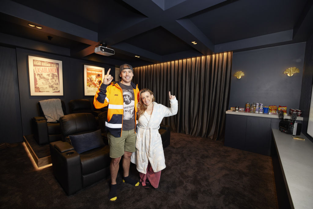 The home cinema is Kirsty and Jesse's best room so far. Photo: Channel Nine