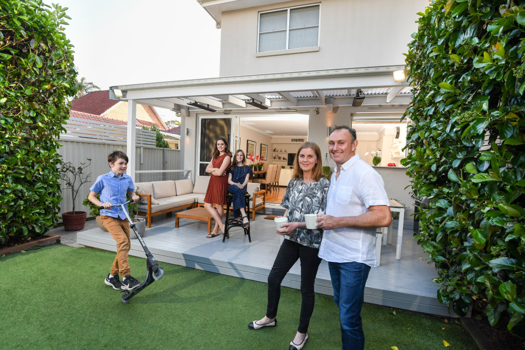 Brad and Rosie Fensom, with their children Kirrily, 13, Leora, 10, and Marley, 8, are among those hitting the property market this spring, having listed their five-bedroom home in Maroubra.  Photo: Peter Rae