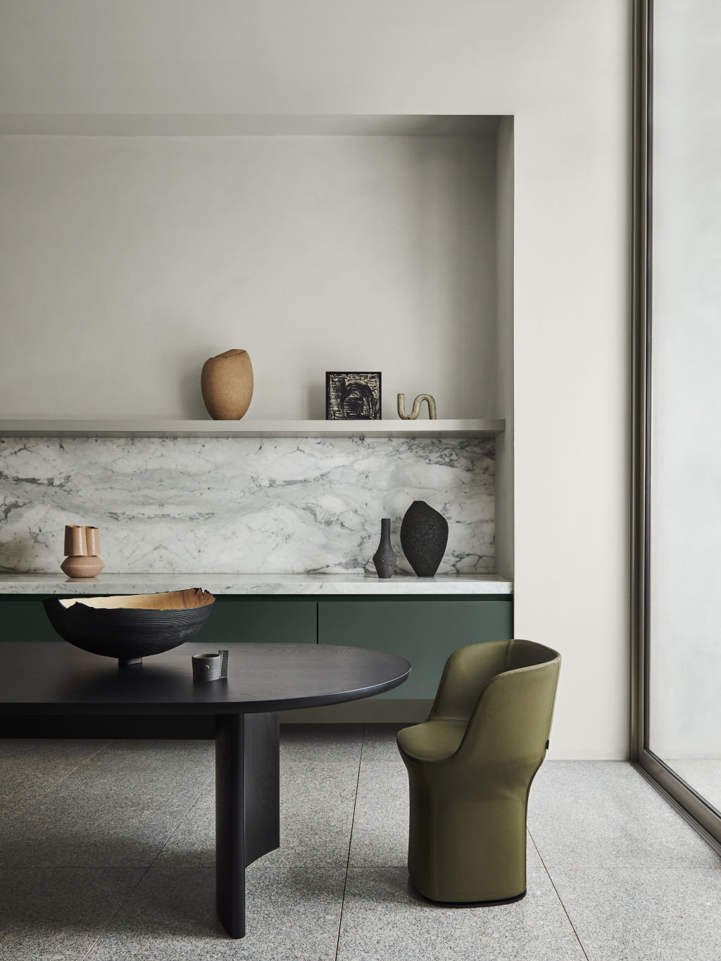 The Dulux 2022 colour forecast uses chocolate brown and earthy green in its Restore palette. Photo: Lisa Cohen. Styling: Bree Leech