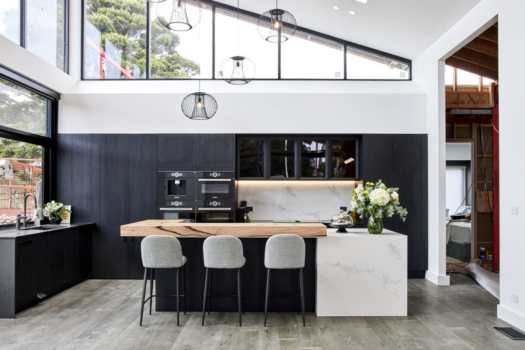 For Shaynna, Josh and Luke's pendants over the central island provided good looks but poor functionality. Photo: Channel Nine