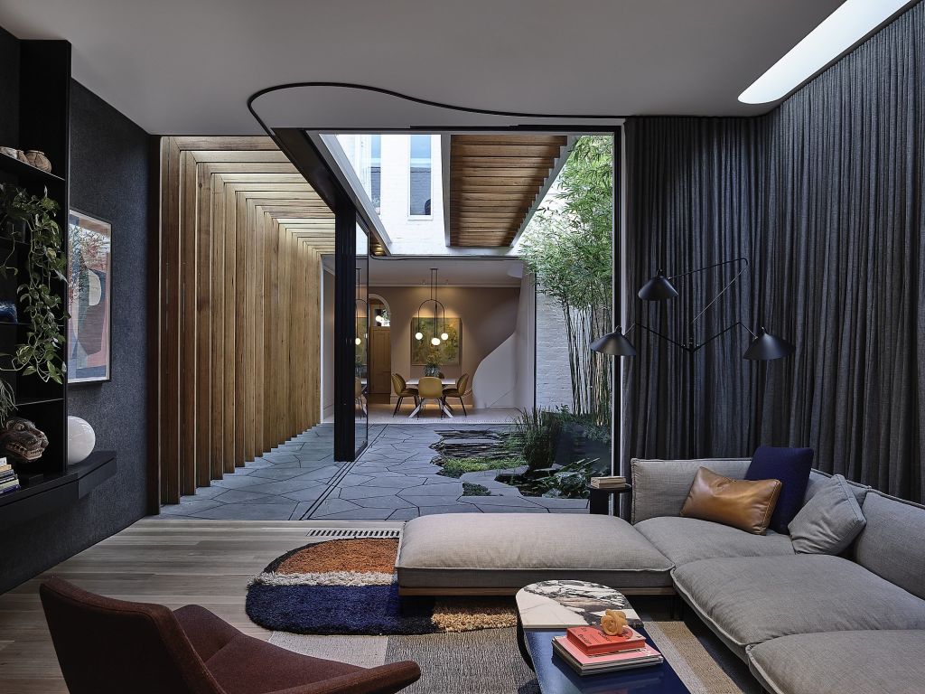 Fitzroy Bridge House can incorporate its lovely courtyard in good weather. Photo: Derek Swalwell