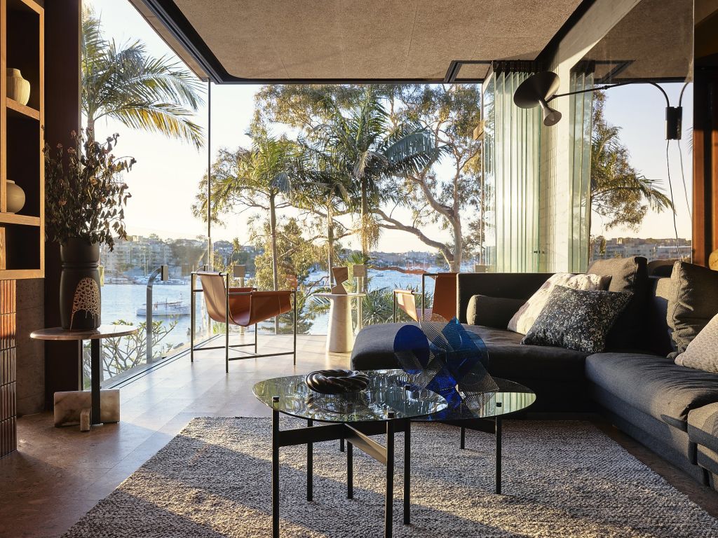 A beautifully modulated interior overlooks the water in this Fox Johnston project. Photo: Anson Smart