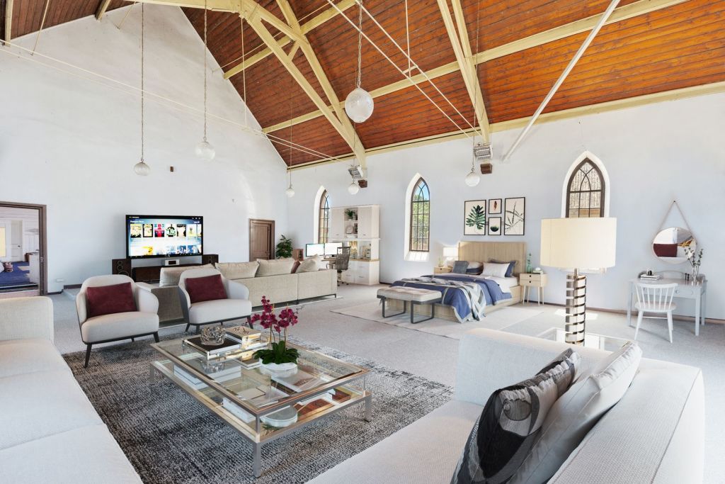 Inside the historic church home in Kilmore. Photo: Wilson Partners Real Estate