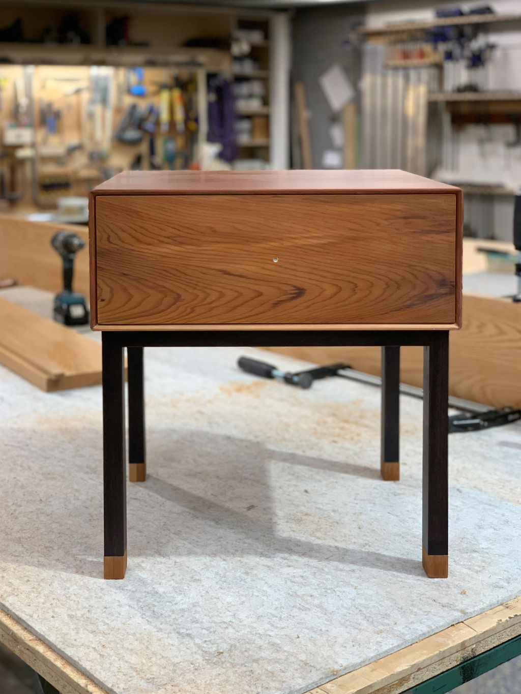 Construction of the bedside tables from West Wood. Photo: Supplied