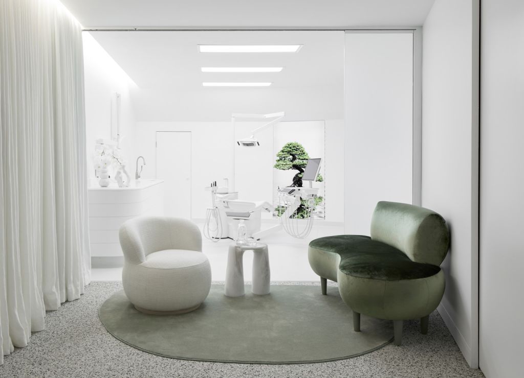 The furniture and overall design of this Sydney dental clinic suggests freshness.