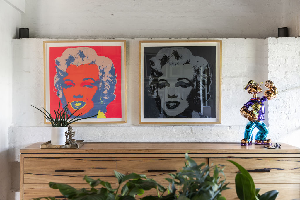 Two prints by Andy Warhol set the scene in the entry. Photo: Charlie Kinross