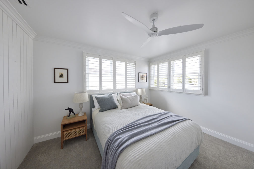 The fourth bedroom is in keeping with the Hamptons style throughout the home. Photo: Channel Nine