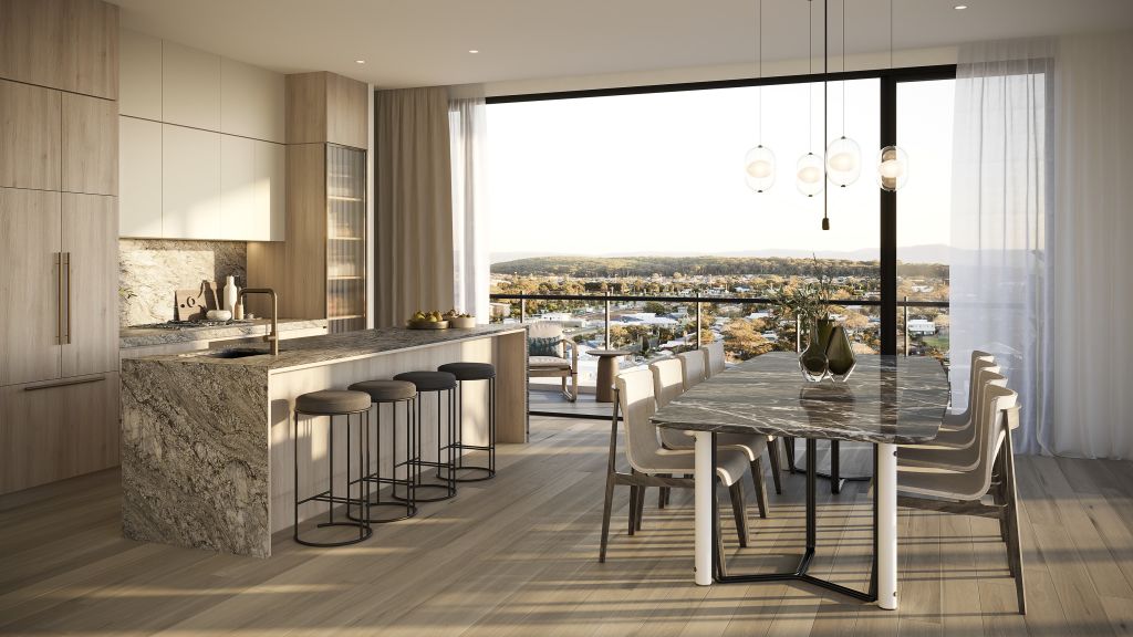 The kitchen is located at the heart of the home and each apartment has luxurious touches. Photo: Supplied
