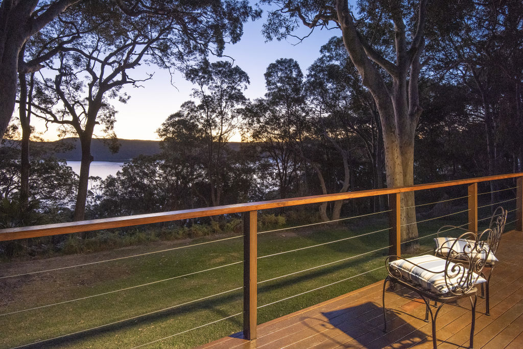 The hilltop house overlooking Pittwater is set on an almost 1100-square-metre block.