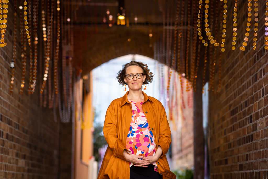 Rochelle Haley with her art installation.