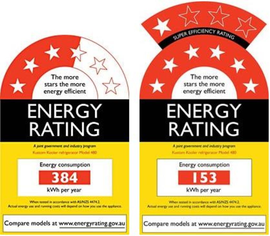The one on the left will probably look familiar. The one on the right is a newer label indicating extra efficiency. Photo: energy.gov.au