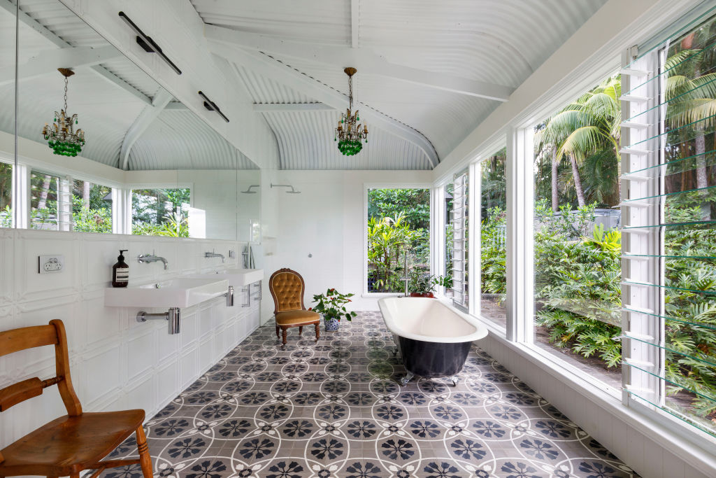 The current owner of 20 Sunnycrest Lane in Bangalow renovated the bathroom to showcase the natural views. Photo: Supplied