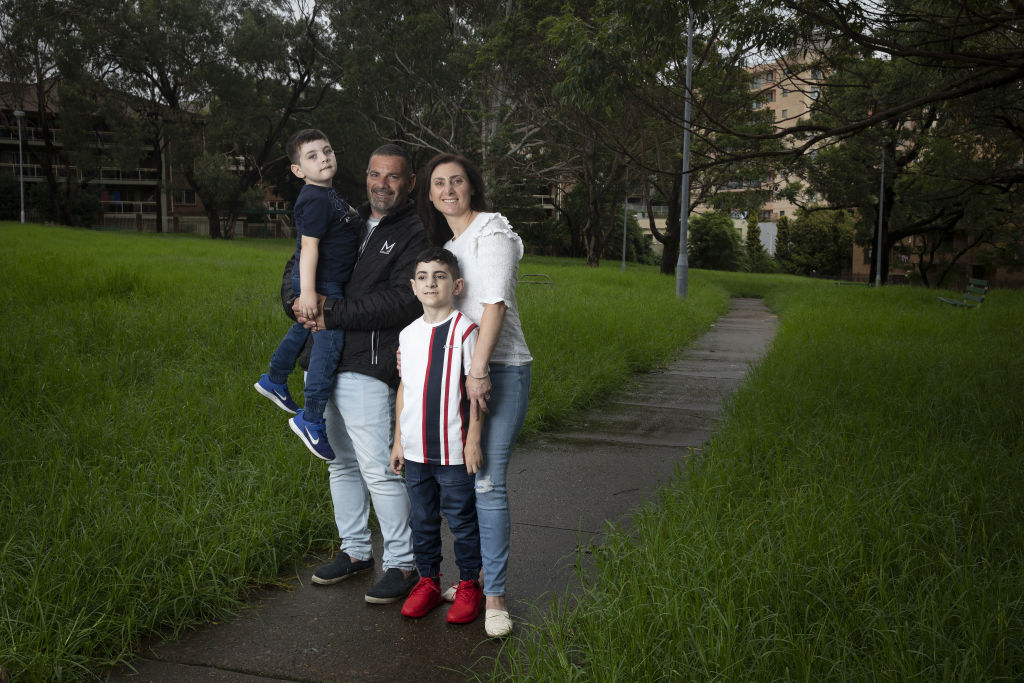 Theo and Claudine Katsiroubas with their children Johnny and James. Photo: Jessica Hromas