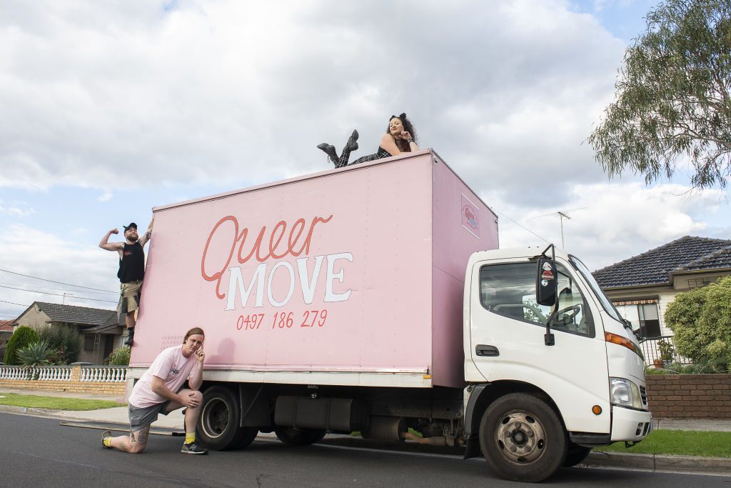 The company’s pink truck is designed to stand out to the queer community and deter clientele who might not share the same values. Photo: Carmen Zammit