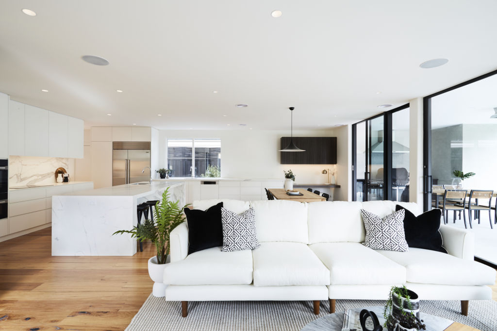 The expansive open-plan kitchen, living and dining space. Photo: Jellis Craig