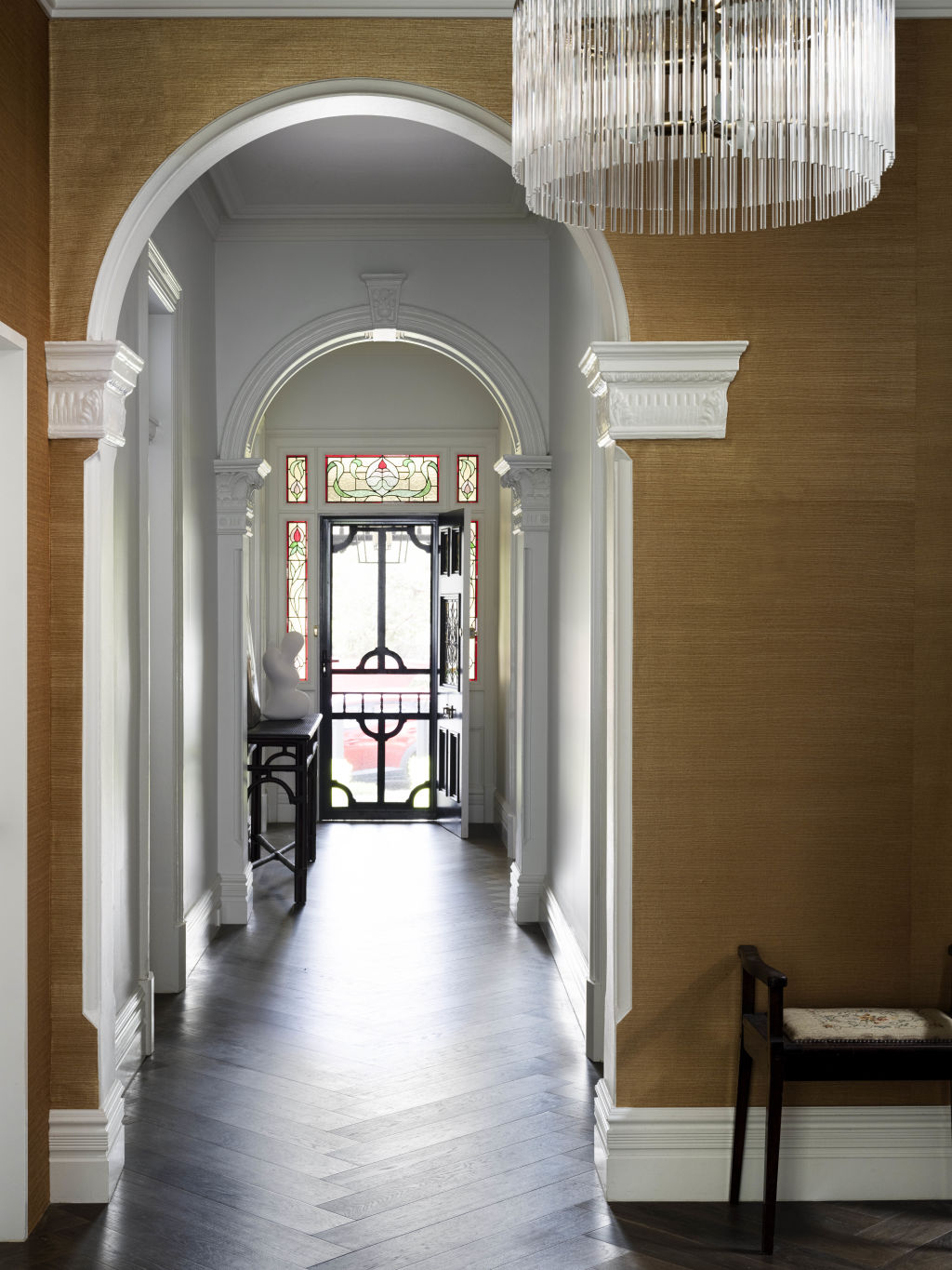 The original details in the hallway and entrance with a modern twist. Photo: Brigid Arnott