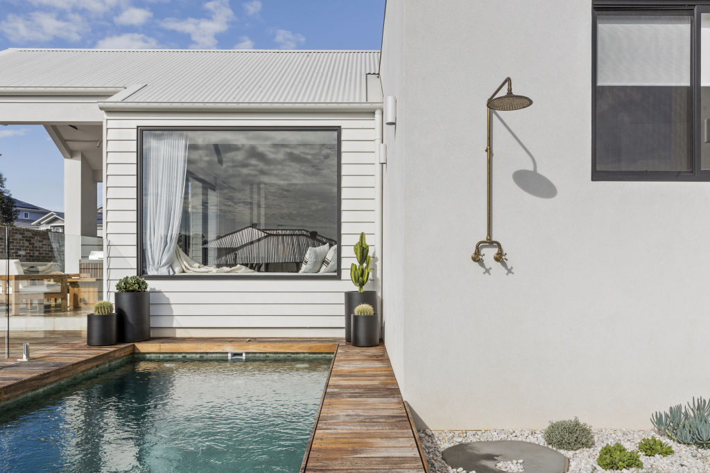 The outdoor entertaining deck features an in-ground pool.  Photo: Supplied