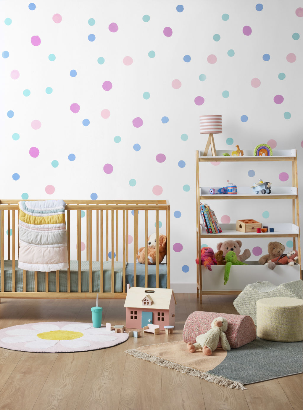 A polka-dot pattern is an easy way to add some personality to a kid's bedroom. Photo: British Paints