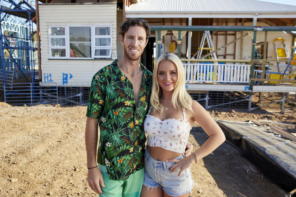 Jenny, the first female tradie contestant on The Block, says there is no division of labour between her and partner Dylan. Photo: Channel Nine