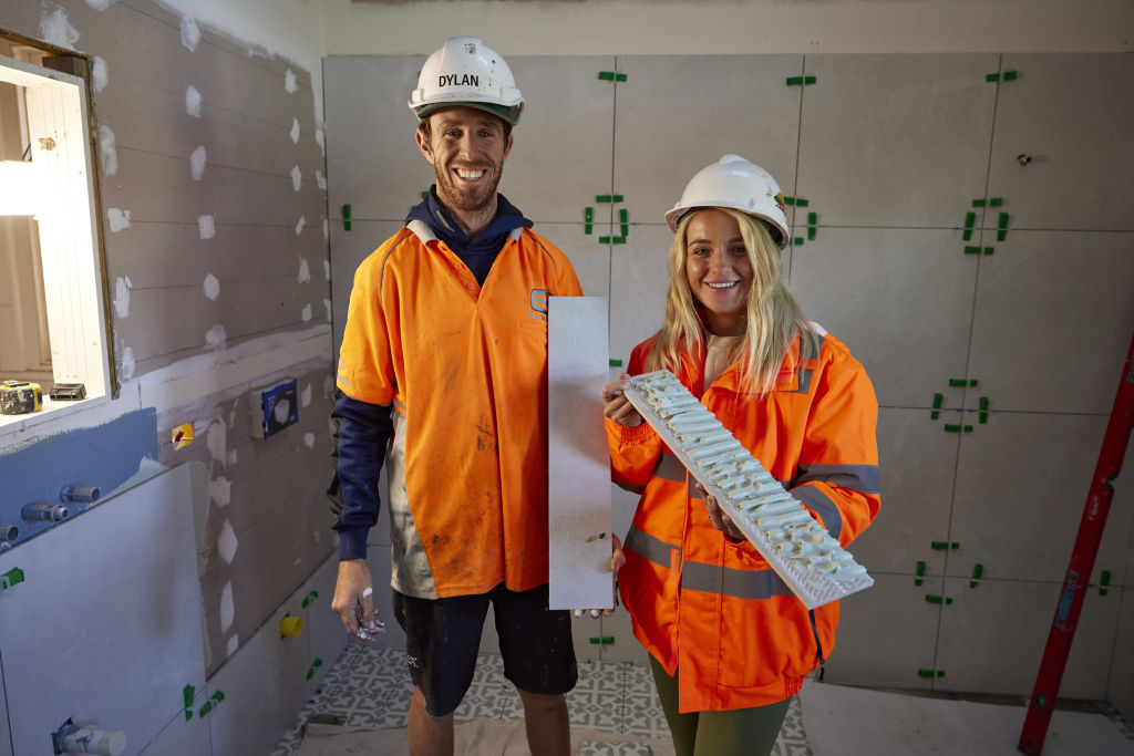 Dylan is a builder and Jenny is an apprentice carpenter Photo: Channel Nine