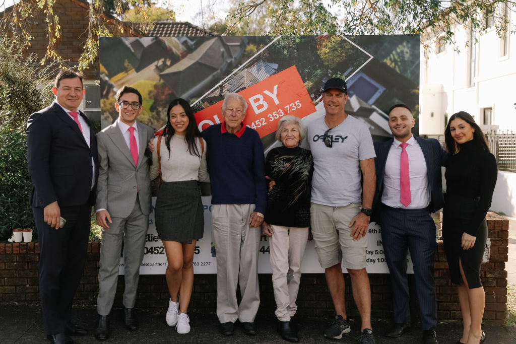 Robert Pignataro with his team at the 17 Torrington Road Strathfield Partners auction