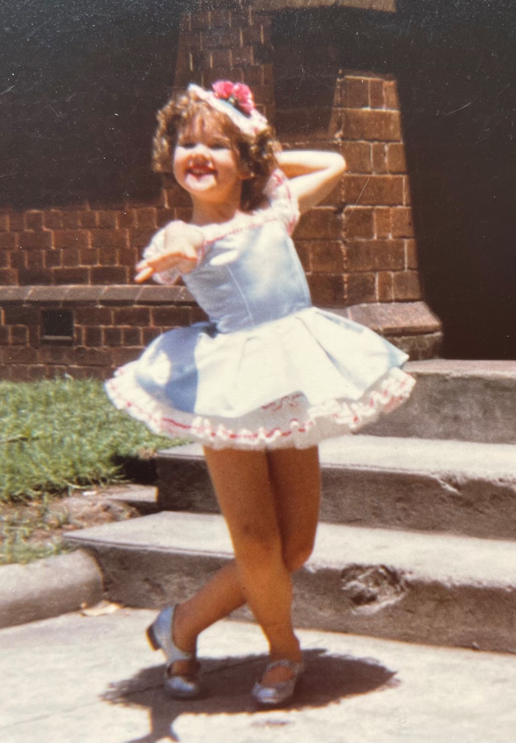 Rhonda preparing for tap dancing as a four year old Photo: Supplied