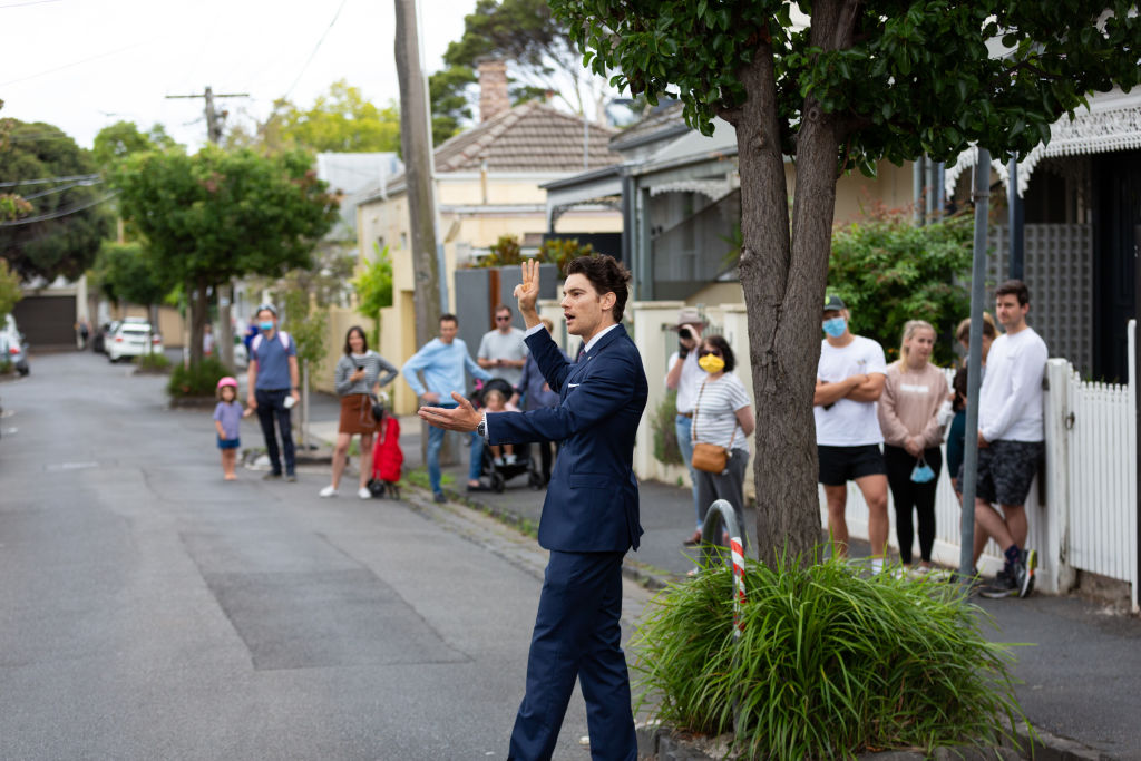 Eager buyers look on at a recent Melbourne auction