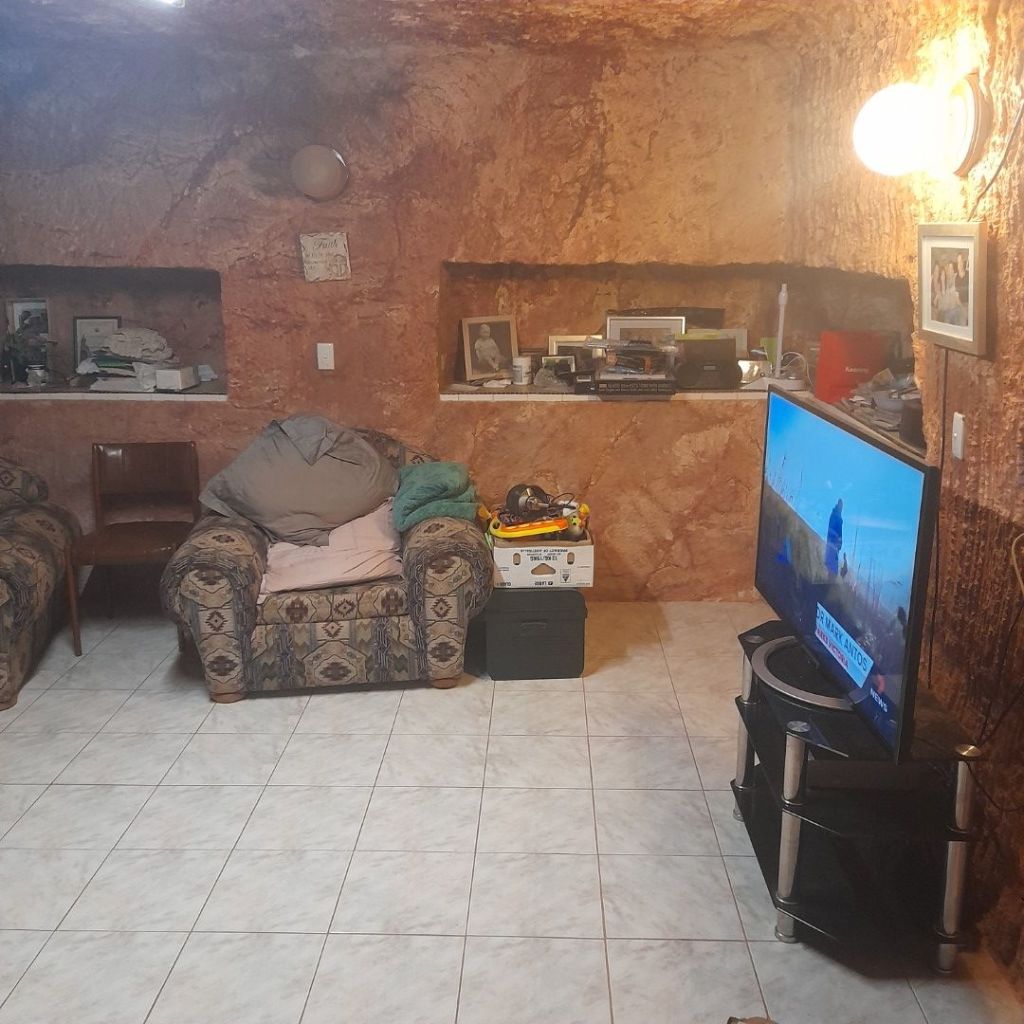 No need for blackout curtains in the TV room at 826 Paxton Road, Coober Pedy. Photo: @realty