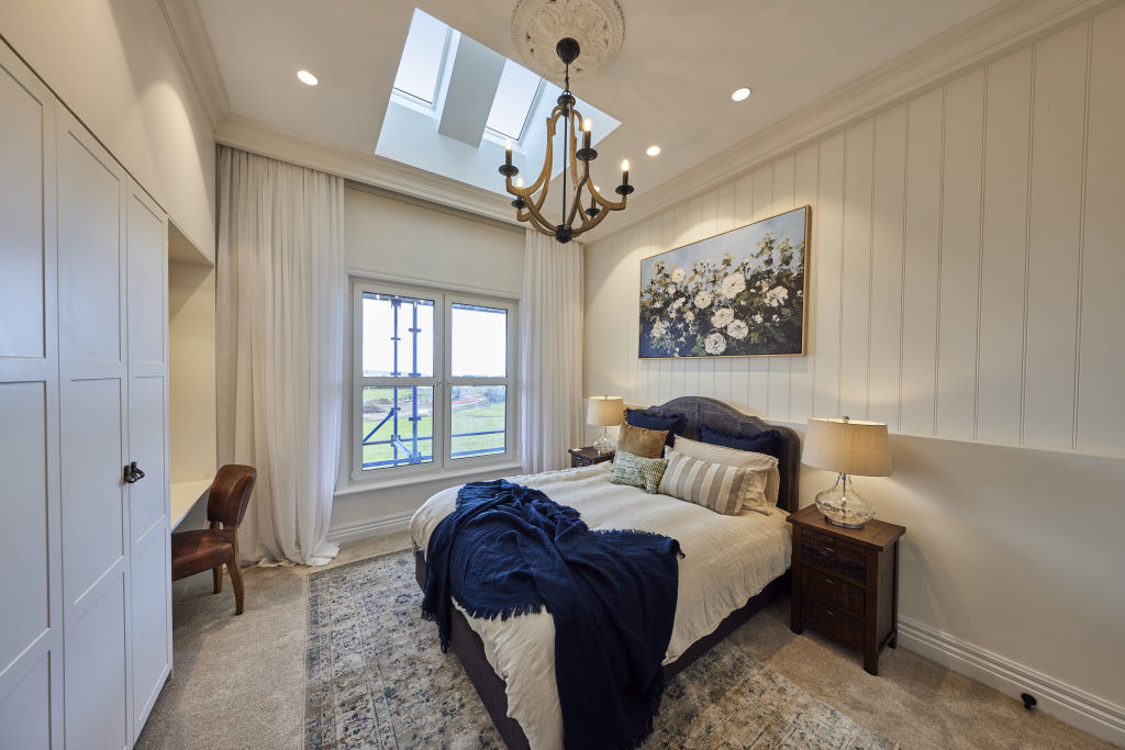 Ankur and Sharon's stunning guest bedroom. Photo: Nine