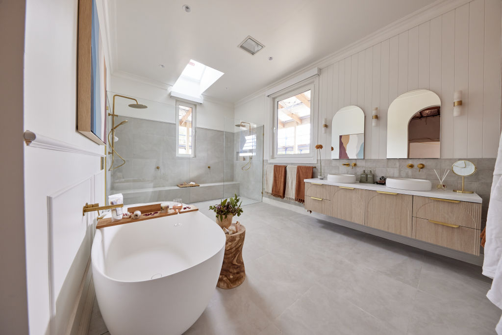 Dylan and Jenny's master ensuite. Photo: Nine