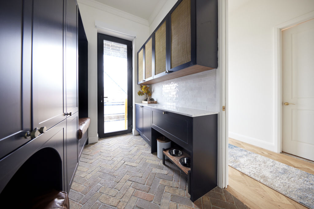 Shaynna says the brick tile in the mudroom is the 'perfect choice'. Photo: Nine