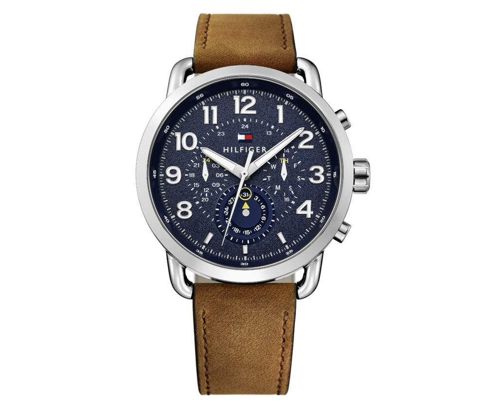 Tommy Hilfiger Men's 46mm Briggs Leather Watch – Brown/Navy, RRP ‎$199