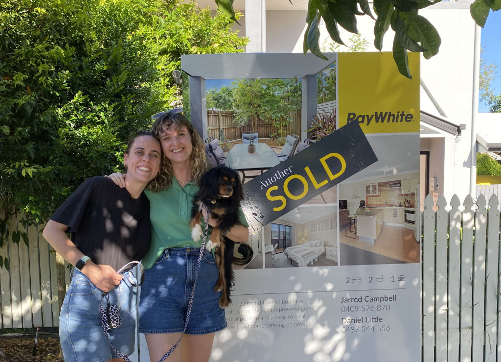 Juliana Moore and Katie Norbury recently bought a unit in Alderley, in Brisbane's inner north, after the market visibly slowed in October last year. Photo: Supplied
