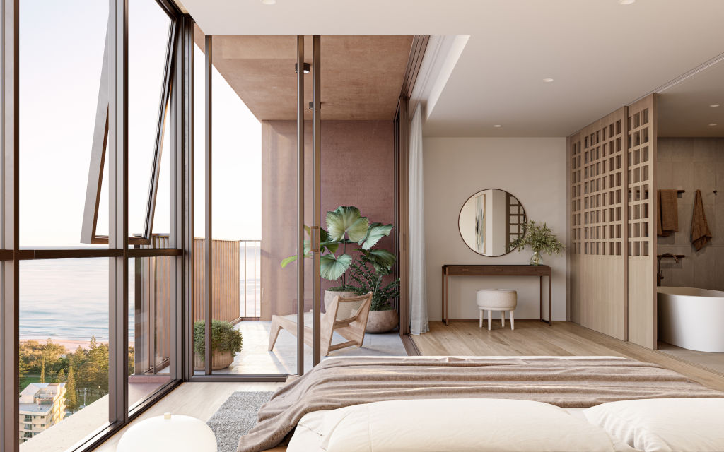 An artist's impression of a penthouse bedroom at Yves in Mermaid Beach. Photo: Kō