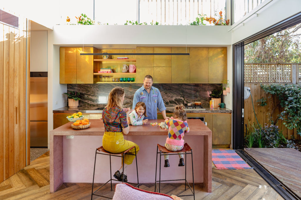 Kip & Co's Alex McCabe at her bold and bright former family home. Photo: Greg Briggs