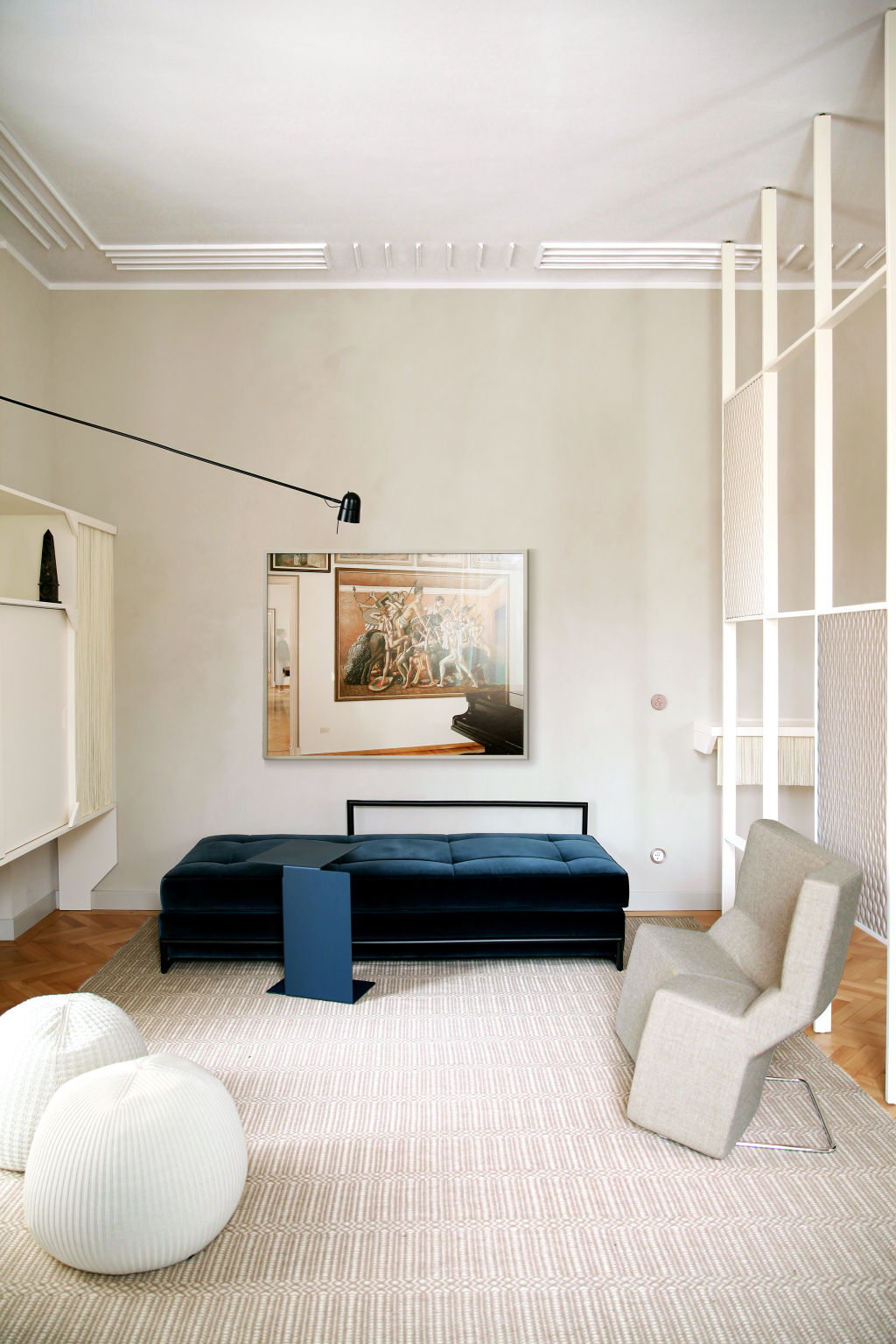 Bespoke textiles are the cornerstone material of the apartment. Photo: Carola Ripamonti