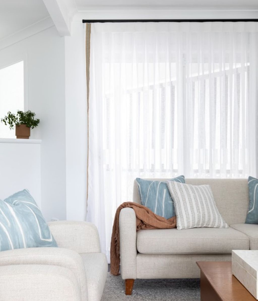 Sheer curtains in a design by Angie Rogers Interiors. Photo: Elouise van Riet-Gray