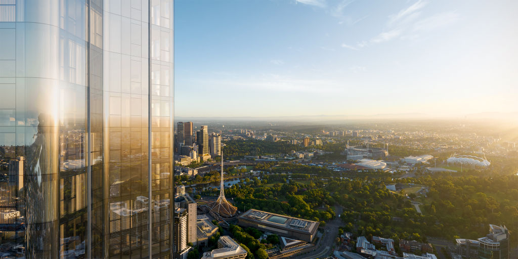 The development is adjacent to Melbourne's arts precinct with views of the city's icons including the Royal Botanic Gardens and the MCG. Photo: Supplied