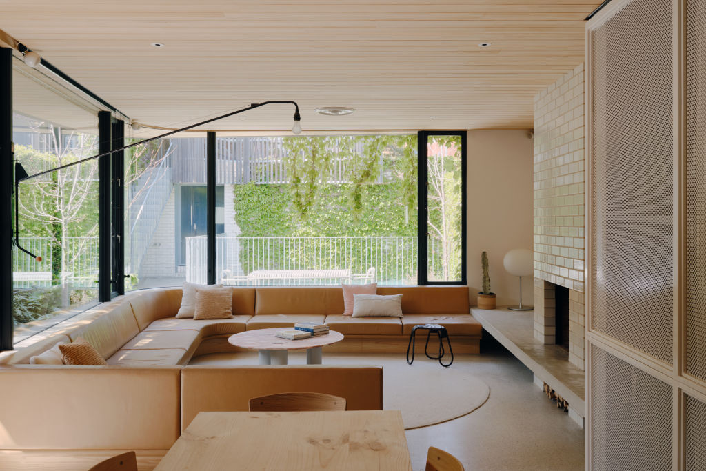 The curved living area at 26 Chomley Street Prahran. Photo: Supplied