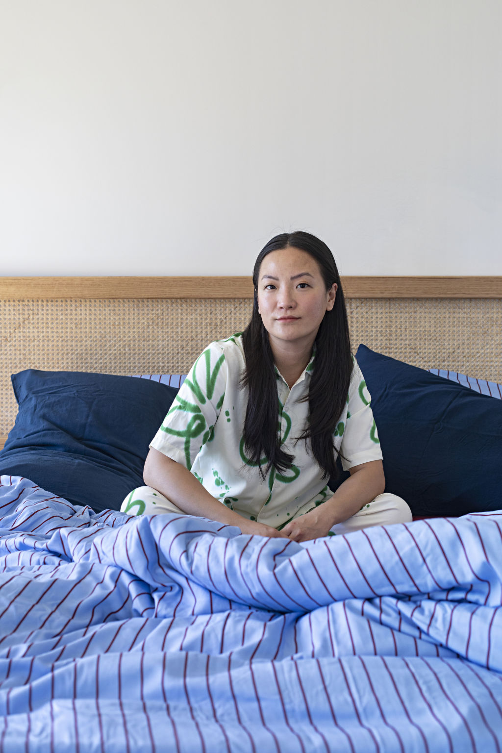Christine Lafian launched her Melbourne label Suku with colourful bedding. Photo: Natalie Jeffcott