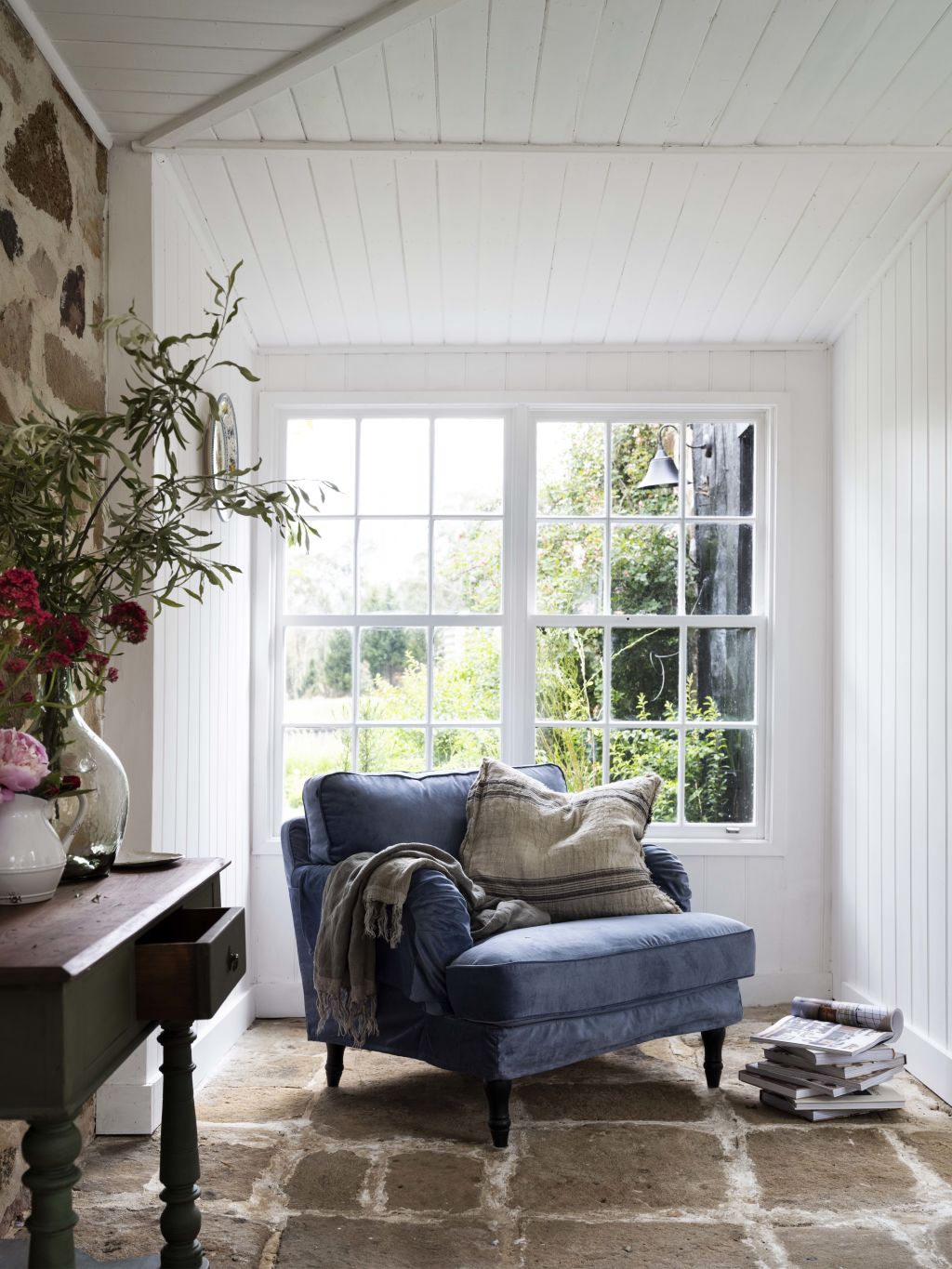 White walls provide the perfect backdrop for a fusion of vintage pieces. Photo: Supplied