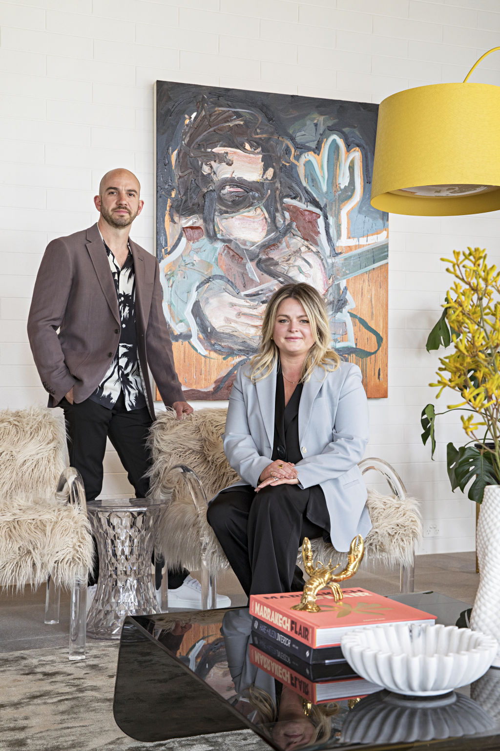 Interior designer and project manager Erica George and electrician and foreman Damon McKinnon saw the potential in the mid-century gem. Photo: Natalie Jeffcott