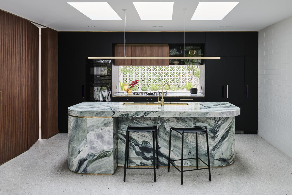 'The goal was to highlight the home’s features, sourcing natural materials like wood, terrazzo, metal and glass,' George says. Photo: Supplied