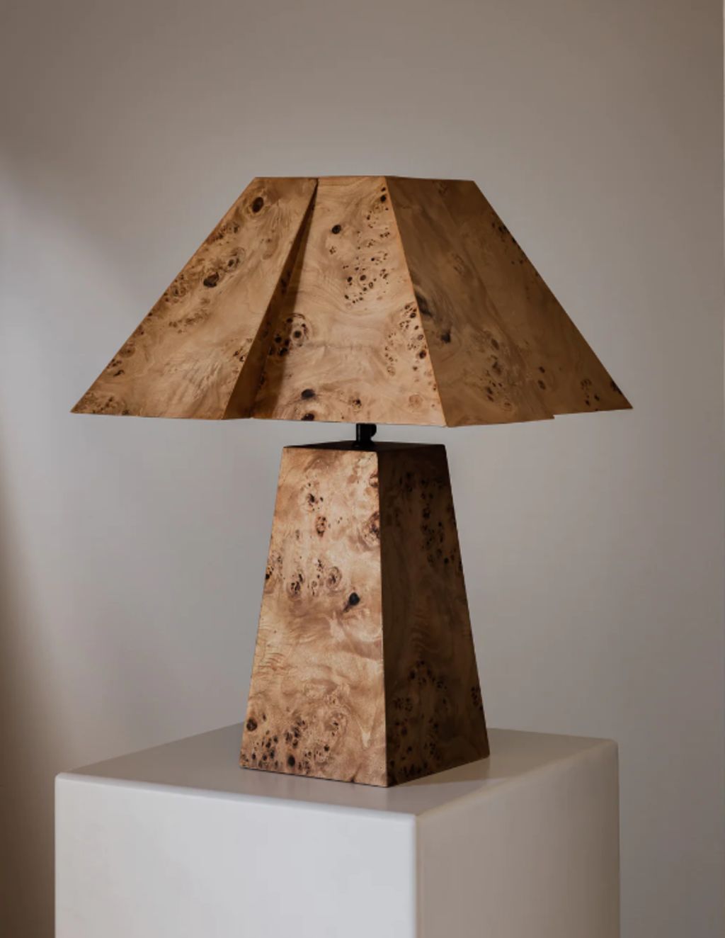 Burl wood is back, baby. The Bohan lamp from Rachel Donath. Photo: Supplied