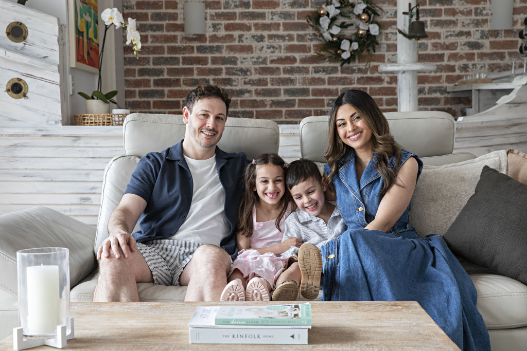 Ibbotson with her husband Robbie, and their children Mila, 7, and Aston, 5. Photo: Natalie Jeffcott