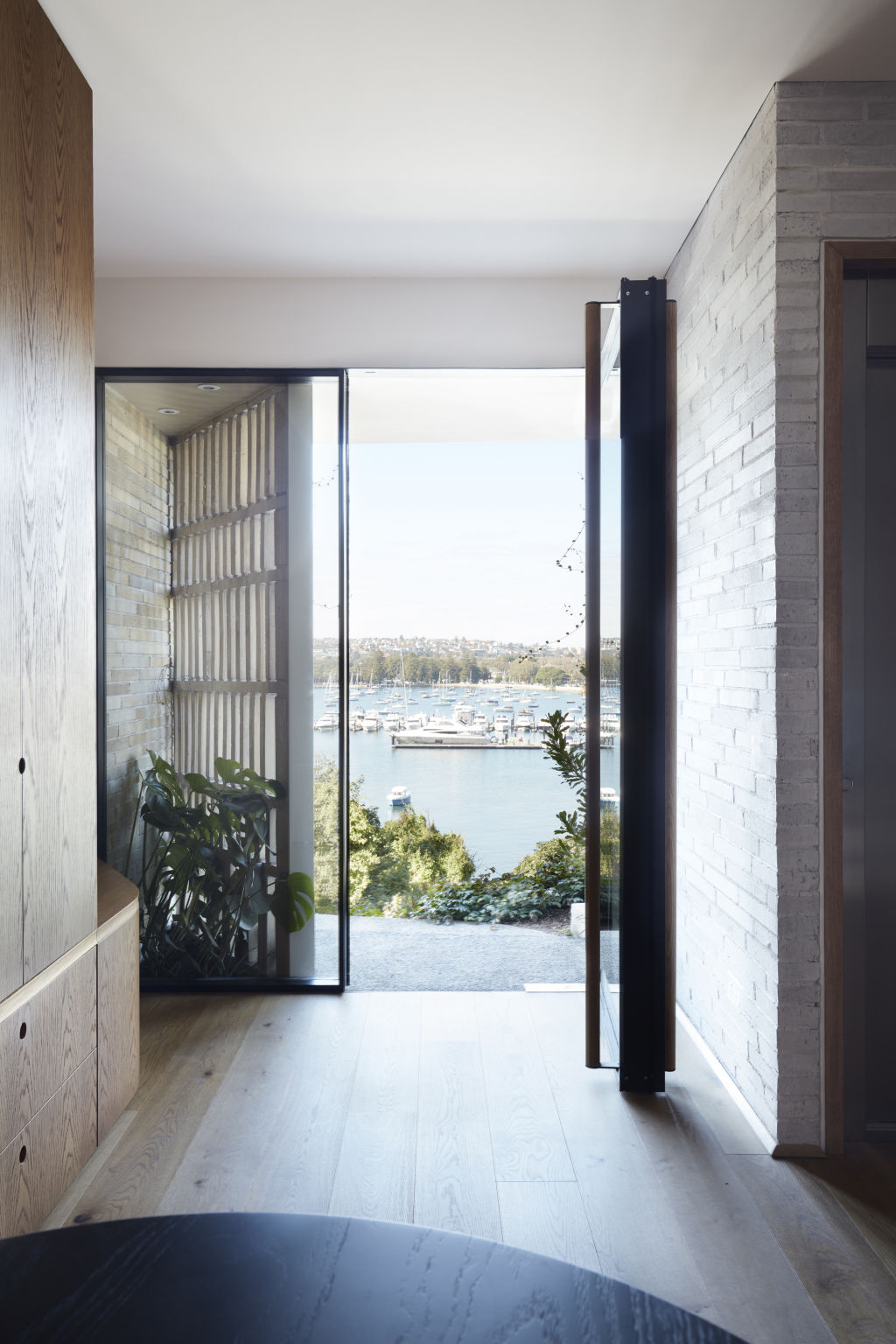 The front door offers the first glimpses of Sydney Harbour. Photo: Supplied