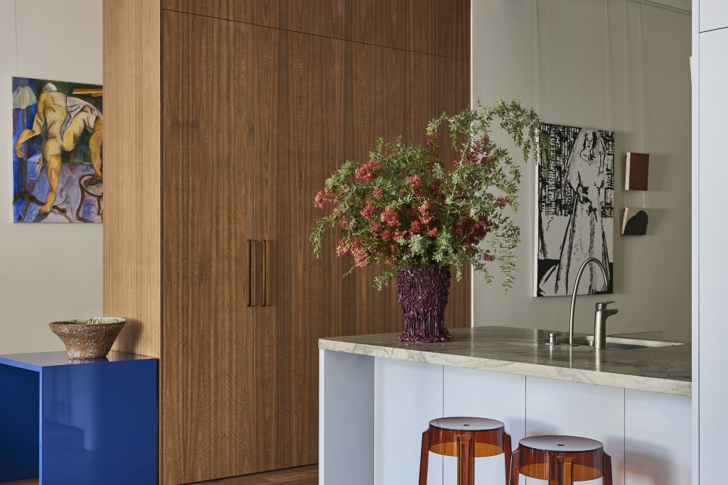 The spotted gum joinery is a feature of the kitchen. Photo: Pablo Veiga
