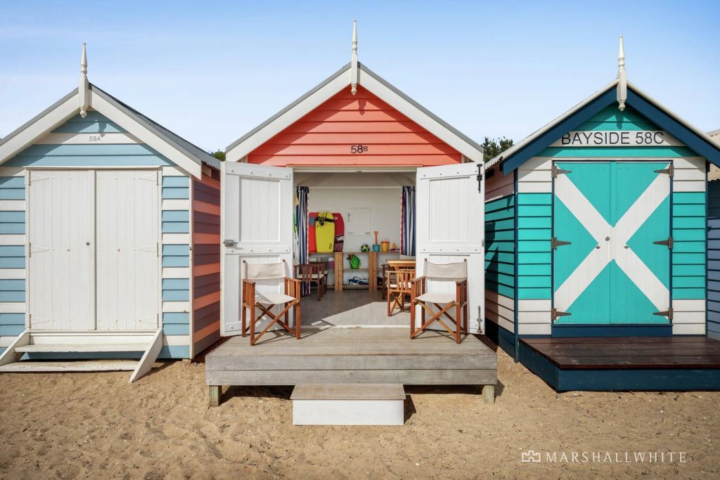 The beach boxes can be opened up, and owners can gather around for parties on the sand. Photo: Marshall White Bayside