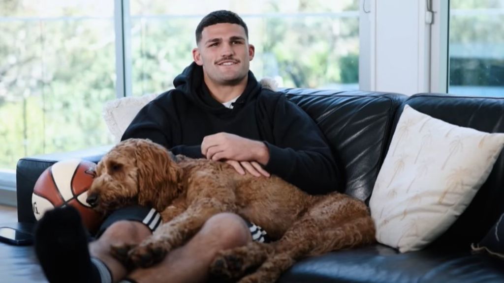 NRL superstar Nathan Cleary and his dog Prince show fans around his New South Wales home, which he describes as a sanctuary away from the public eye.