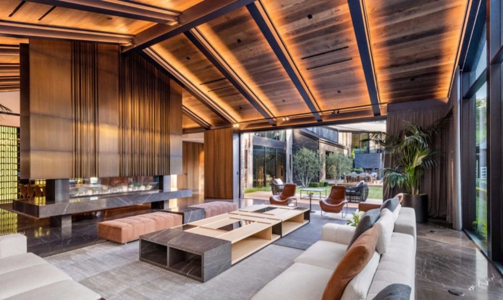 Double-vaulted wood ceilings are a standout design element. Photo: Concierge Auctions